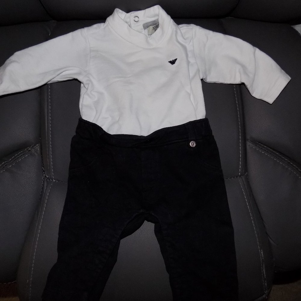 Armani Baby Black/White Romper Size 3 Months Boy's
